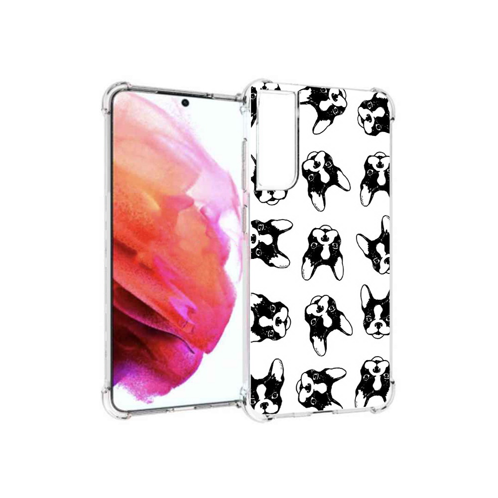 

Чехол MyPads Tocco для Samsung Galaxy S21 FE черно белые собачки, Прозрачный, Tocco