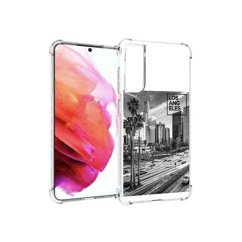 

Чехол MyPads Tocco для Samsung Galaxy S21 FE черно белый лос анджелес, Прозрачный, Tocco