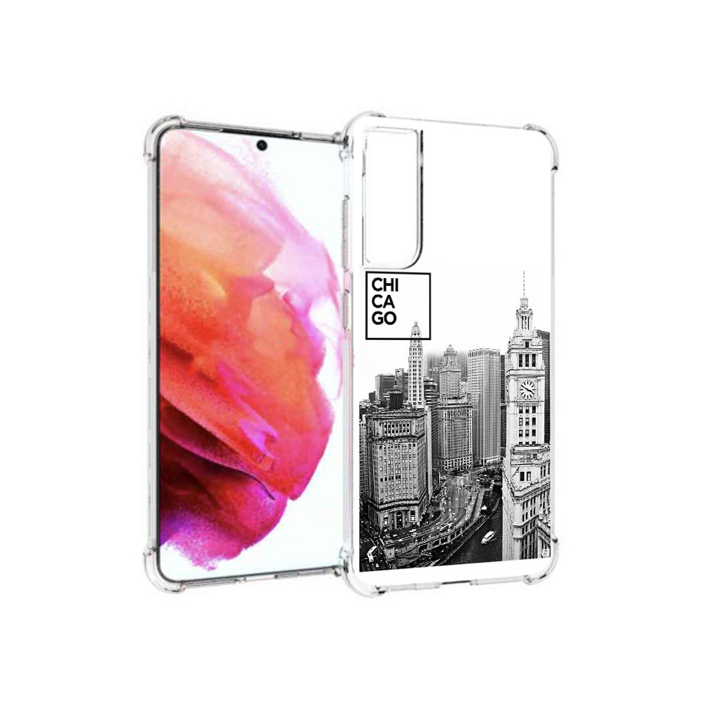 

Чехол MyPads Tocco для Samsung Galaxy S21 FE черно белый чикаго, Прозрачный, Tocco