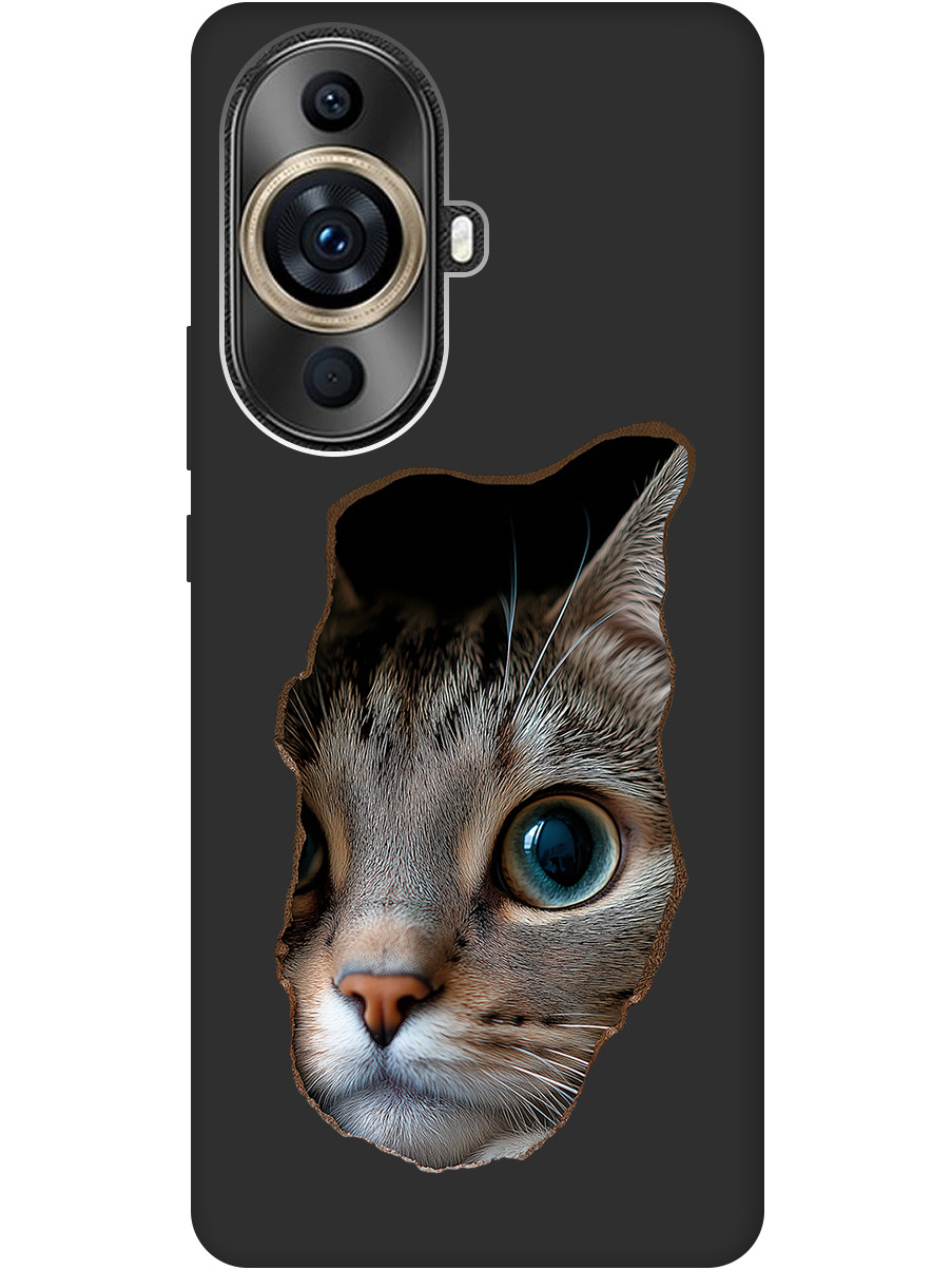 

Силиконовый чехол на Huawei nova 11 Pro/Ultra с принтом "Котик в стене" матовый черный, Черный;коричневый;белый, 769390212
