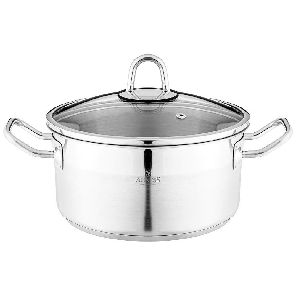 

Кастрюля Agness 20x10 см 28 л со стеклкрышкой 916-452