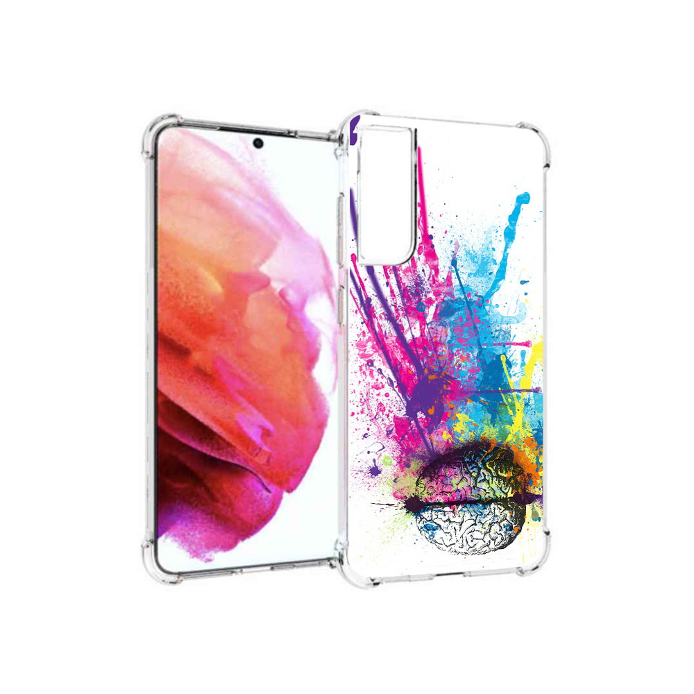 

Чехол MyPads Tocco для Samsung Galaxy S21 FE яркий красочный мозг, Прозрачный, Tocco