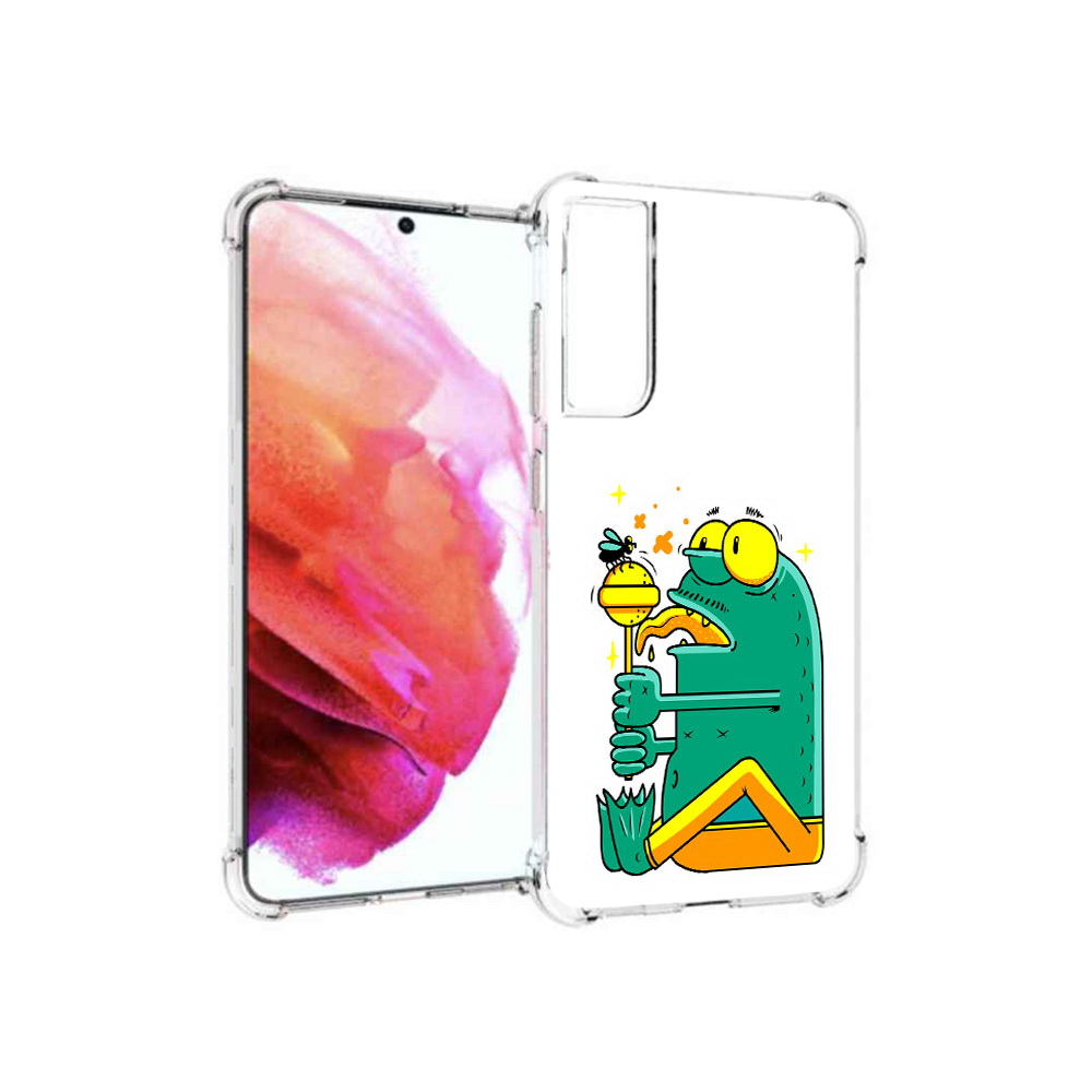 

Чехол MyPads Tocco для Samsung Galaxy S21 FE Зеленая лягушка с чупа чупсом, Прозрачный, Tocco