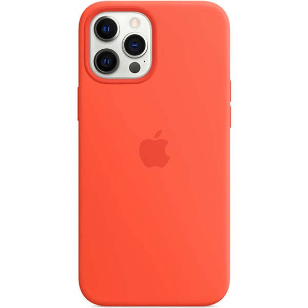 фото Чехол для iphone 12 pro max silicon case eletric orange (magsafe + анимация nfc) c logo nobrand