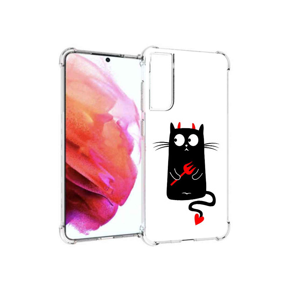 

Чехол MyPads Tocco для Samsung Galaxy S21 FE Кот демон, Прозрачный, Tocco