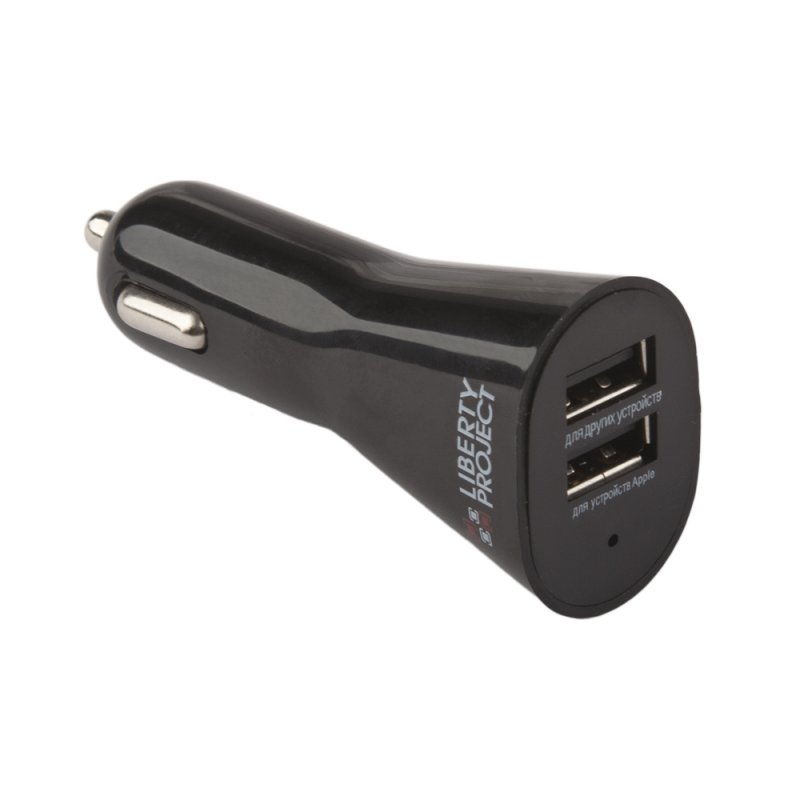 

АЗУ "LP" с USB выходом 2,1 А (2 USB выхода/черный/европакет)