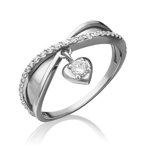 Кольцо из белого золота с фианитом р. 16 PLATINA jewelry 01-5276-00-401-1120-24