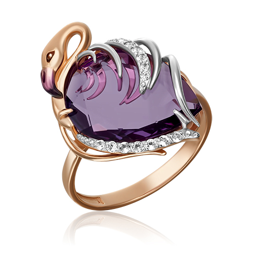 

Кольцо из золота р. 18 PLATINA jewelry 01-5287-00-225-1110-46, эмаль\аметист\топаз, 01-5287-00-225-1110-46
