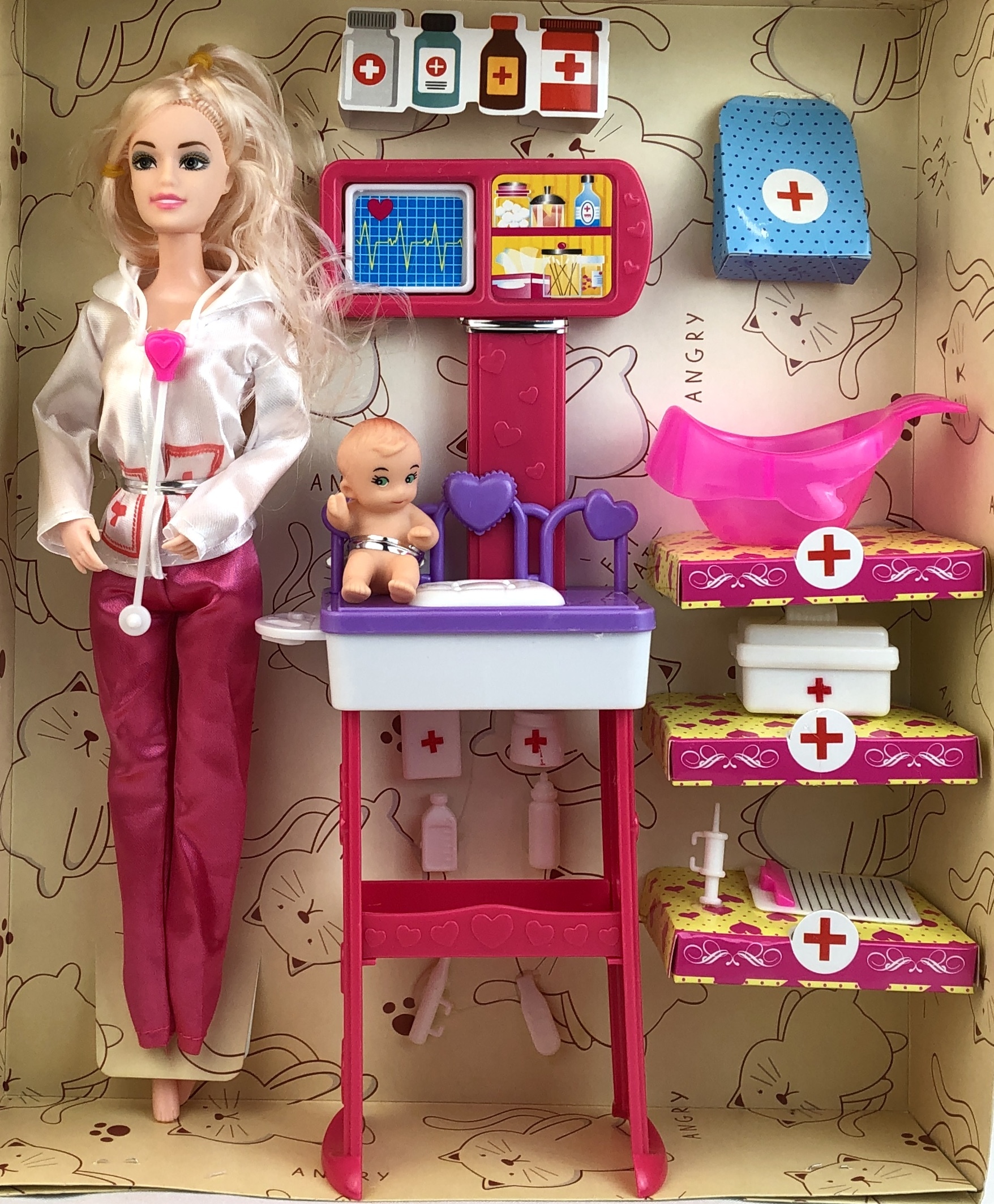 фото Набор bettina кукла педиатр с малышом пациентом 30 см 109502
