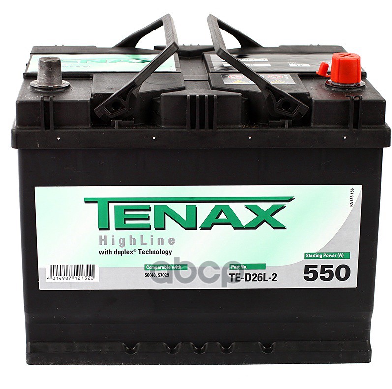 Аккумулятор Tenax 68ач En550 Asia 261х175х220 Высокий Обр/П Te-D26l-2 TENAX 568 404 055