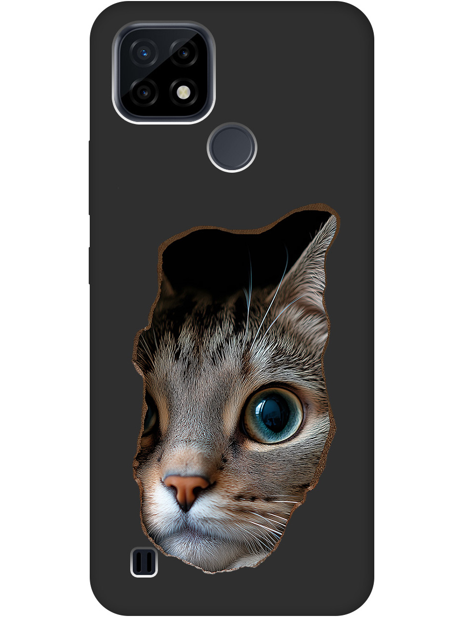 

Силиконовый чехол на Realme C21 с принтом "Котик в стене" матовый черный, Черный;коричневый;белый, 726147512