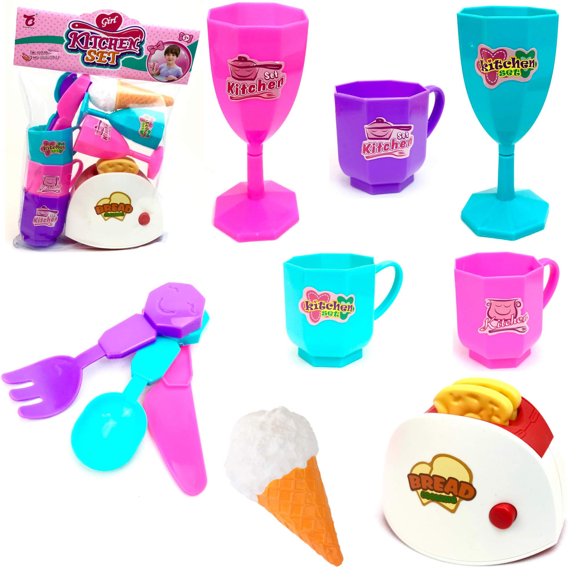 

Игрушечный кухонный набор посуды ТехноК с тостером Kitchen Set 109807, Белый