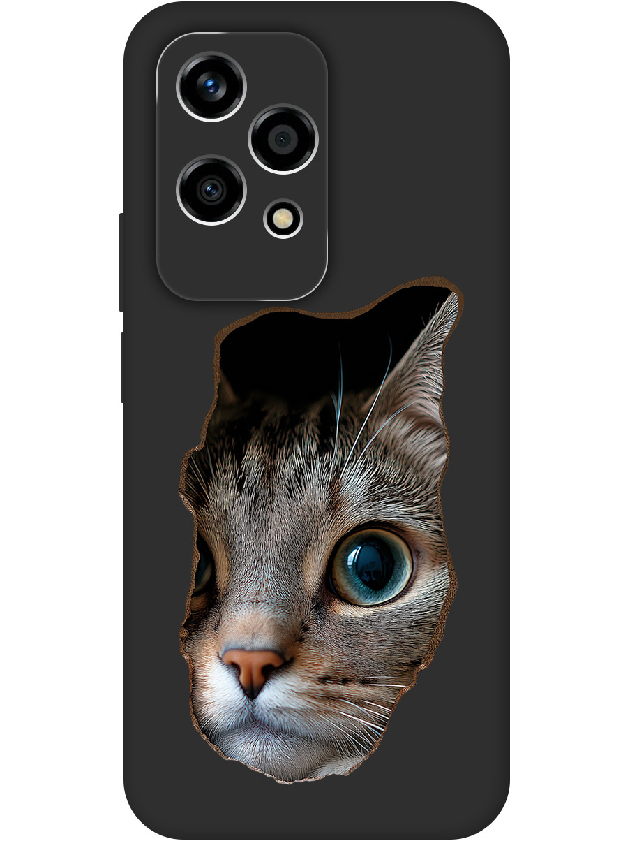 

Силиконовый чехол на Honor 200 lite с принтом "Котик в стене" матовый черный, Черный;коричневый;белый, 783979012