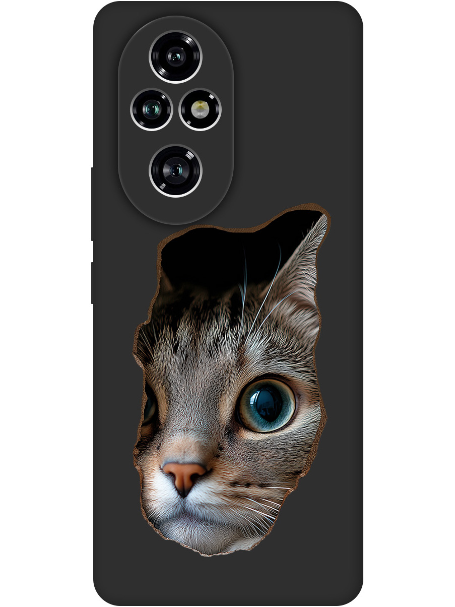 

Силиконовый чехол на Honor 200 pro с принтом "Котик в стене" матовый черный, Черный;коричневый;белый, 783979612