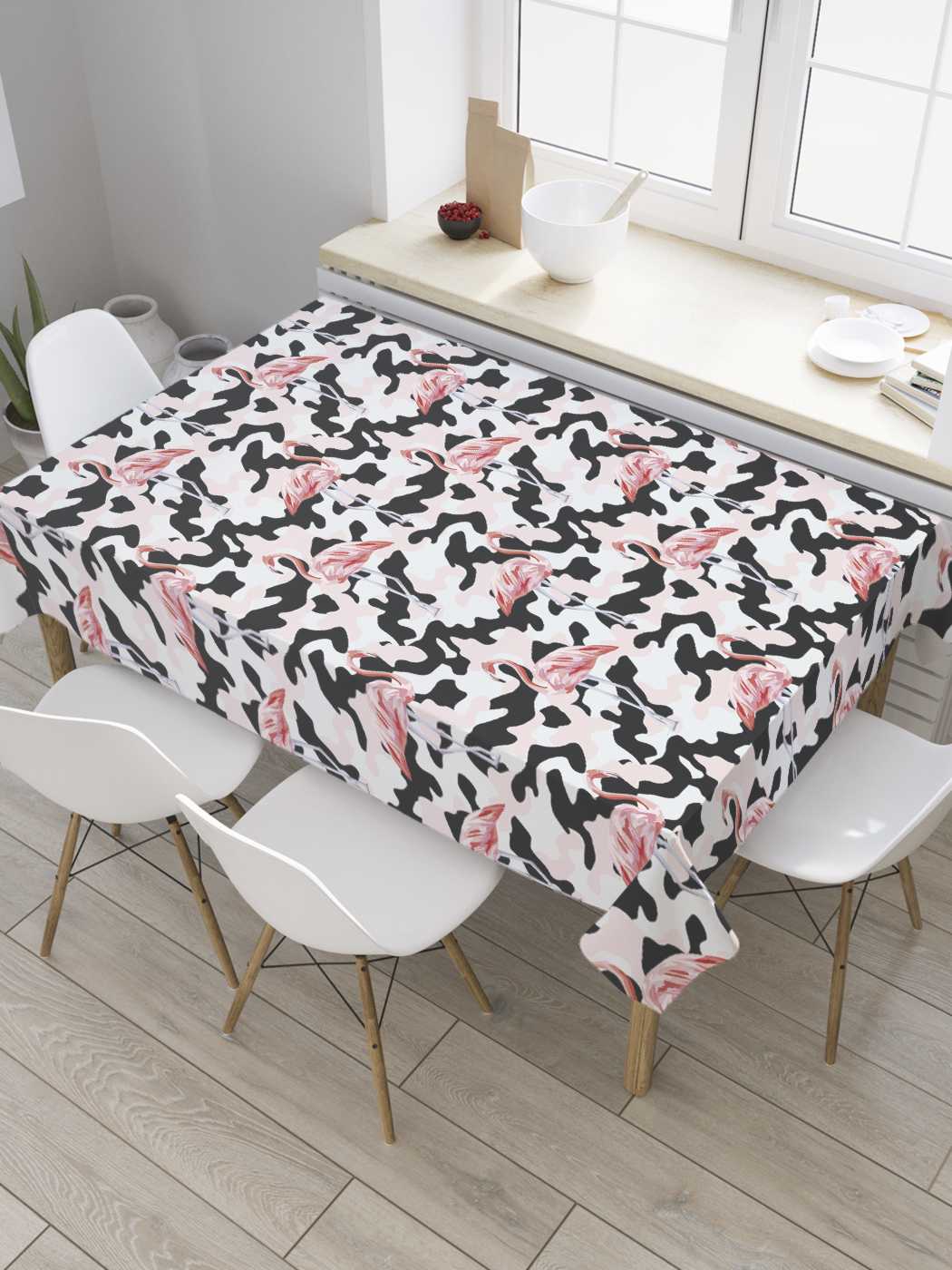 

Скатерть прямоугольная JoyArty "Фламинго на пятнах" из сатена, 120x145 см, Фламинго на пятнах