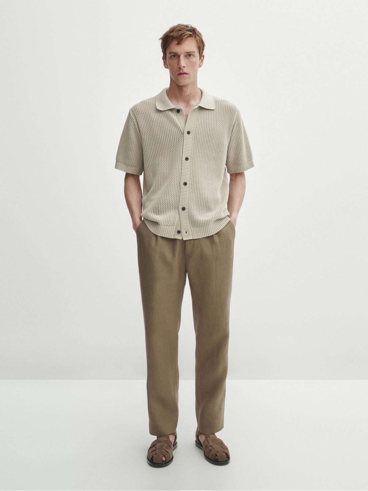 

Кардиган мужской Massimo Dutti 0907/344-I2024 бежевый S, 0907/344-I2024