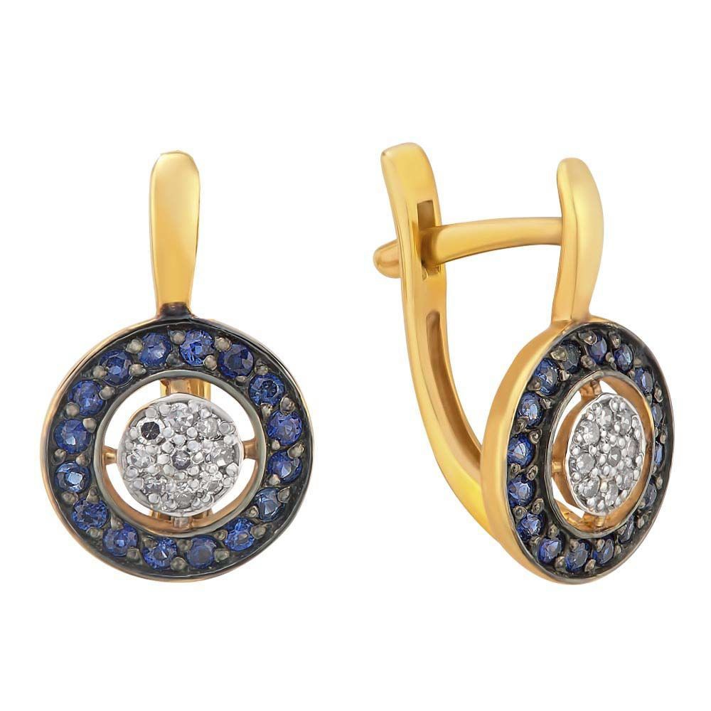 

Серьги из золота 585Gold 102009234, сапфир искусственный/бриллиант, 102009234