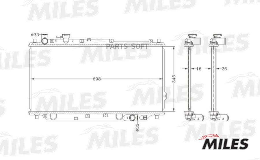 

Радиатор, охлаждение двигателя Miles acrb011