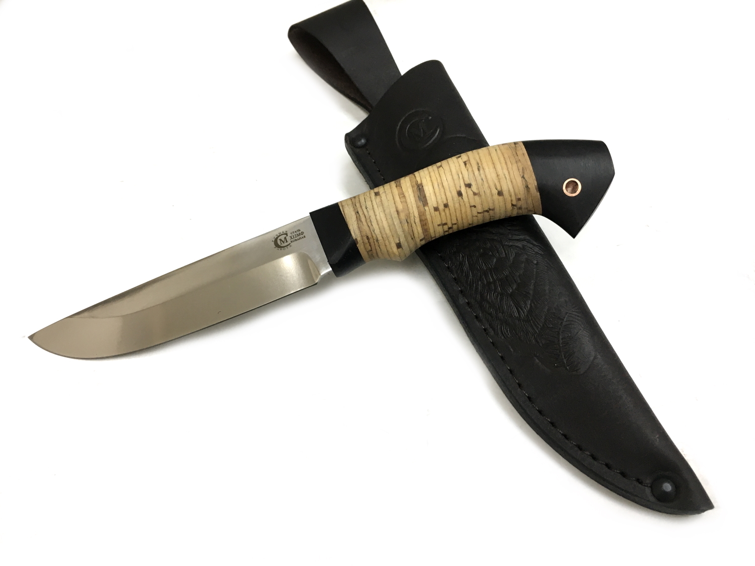 Нож Семин Ястреб, кованая Х12МФ, рукоять береста, граб