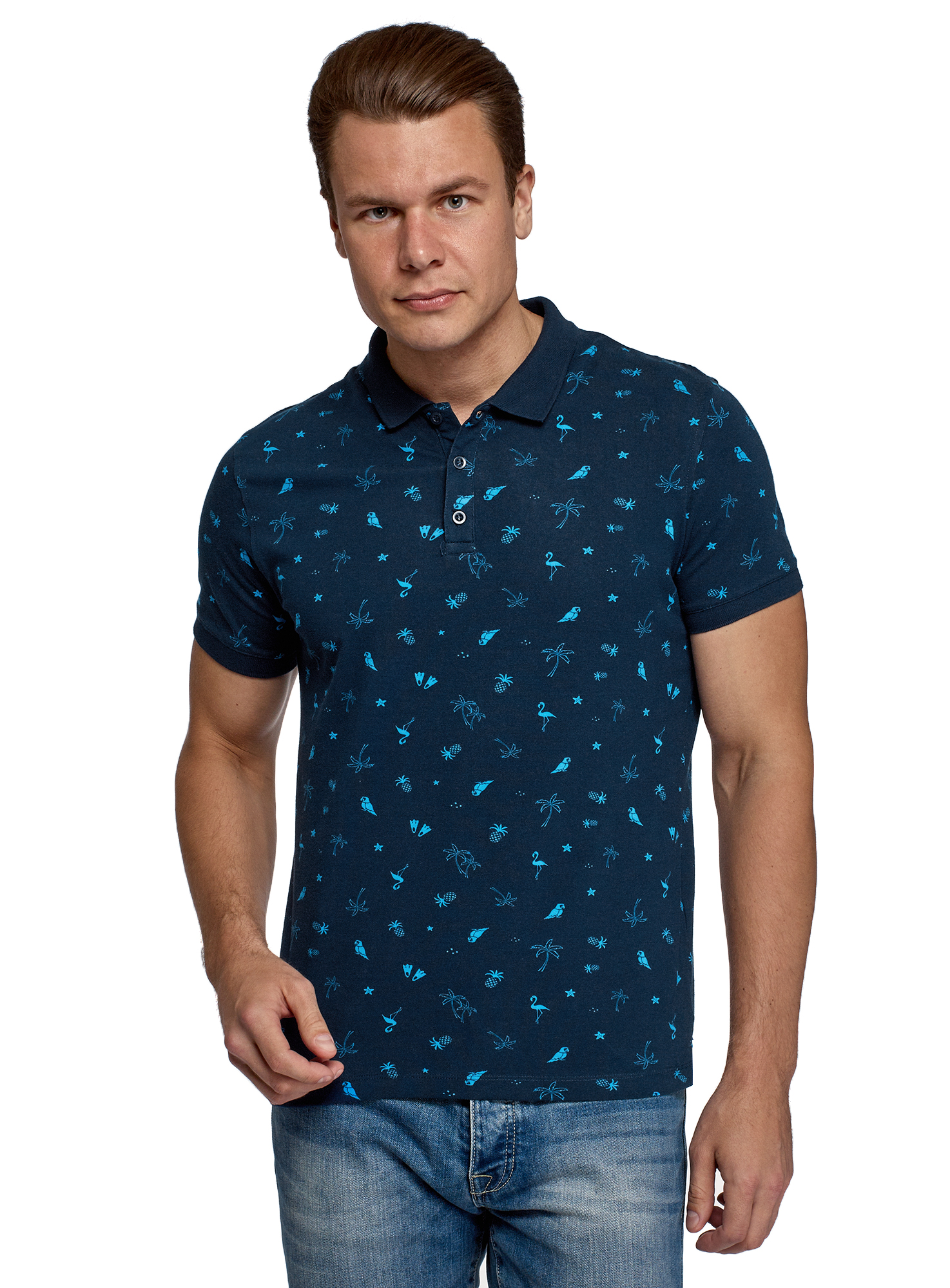 

Футболка-поло мужская oodji 5L412007I-3 синяя XS, 5L412007I-3