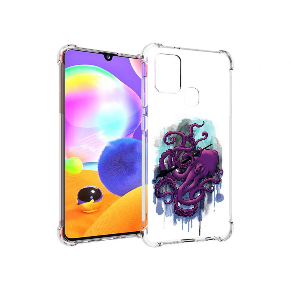 

Чехол MyPads Tocco для Samsung Galaxy A21s фиолетовый осьминог (PT149116.528.658), Прозрачный, Tocco