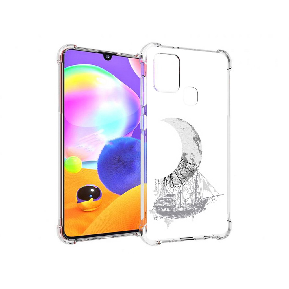 

Чехол MyPads Tocco для Samsung Galaxy A21s черно белый корабль полумесяц, Прозрачный, Tocco