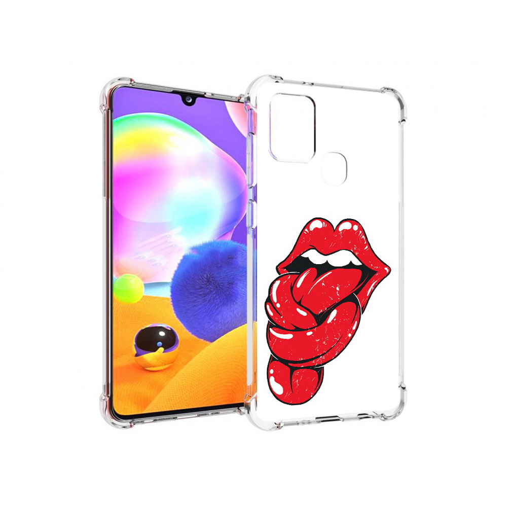

Чехол MyPads Tocco для Samsung Galaxy A21s яркие губы с языком (PT149116.528.705), Прозрачный, Tocco