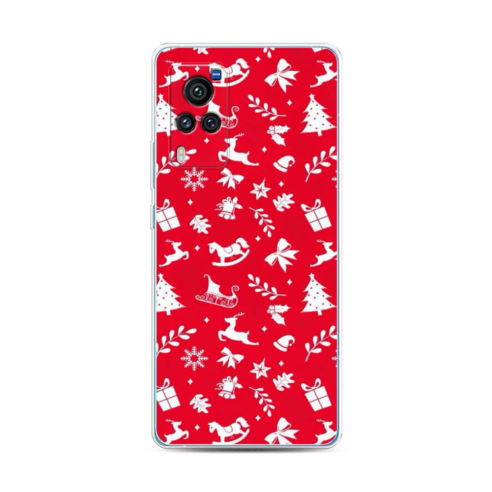 

Чехол для Vivo X60 Pro "Красный новогодний фон", Красный;белый, 263850-5