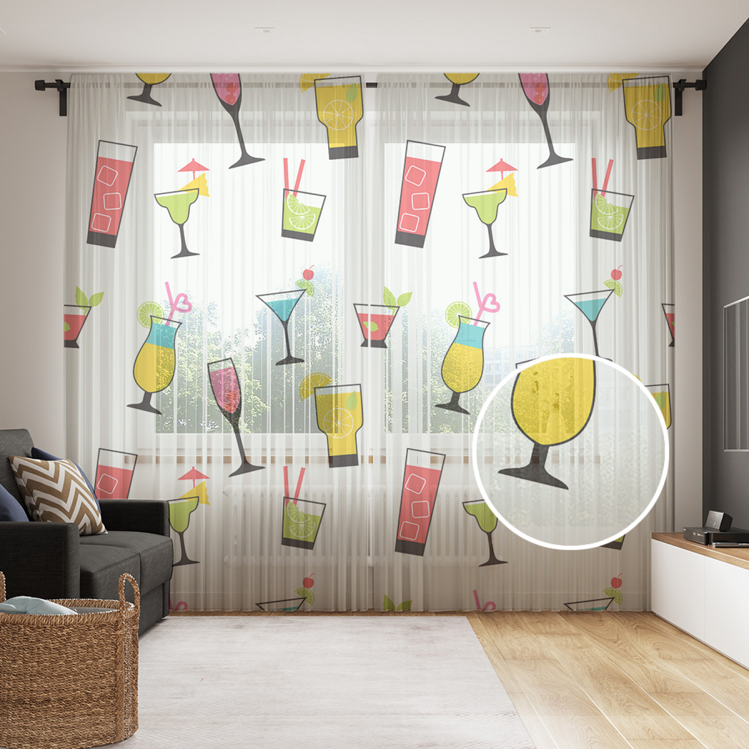 

Шторы и тюль JoyArty Африканка с цветами в волосах tul_414051_145x265, Графичные коктейли