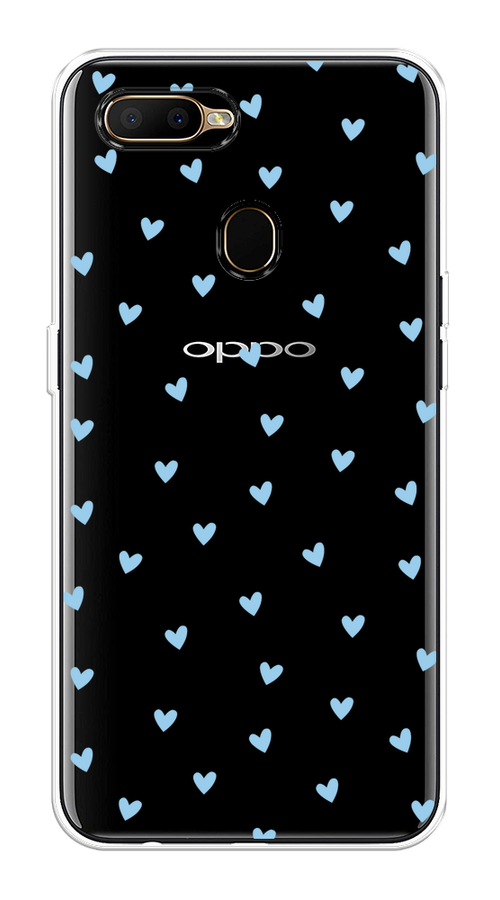 

Чехол на Oppo A5s "Голубые сердечки паттерн", Голубой;прозрачный, 252350-1