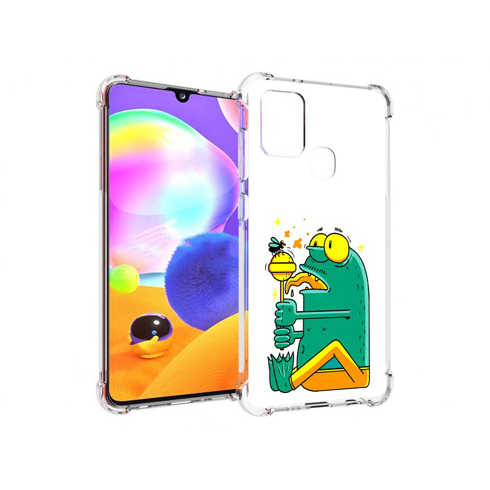 

Чехол MyPads Tocco для Samsung Galaxy A21s Зеленая лягушка с чупа чупсом (PT149116.528.85), Прозрачный, Tocco