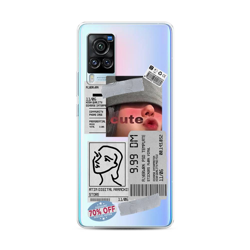 

Чехол для Vivo X60 Pro "Cute girl collage", Розовый;серый;голубой, 263850-6