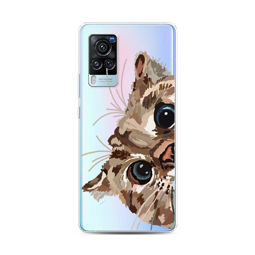 

Чехол для Vivo X60 Pro "Любопытный кот", Коричневый;синий;черный, 263850-1