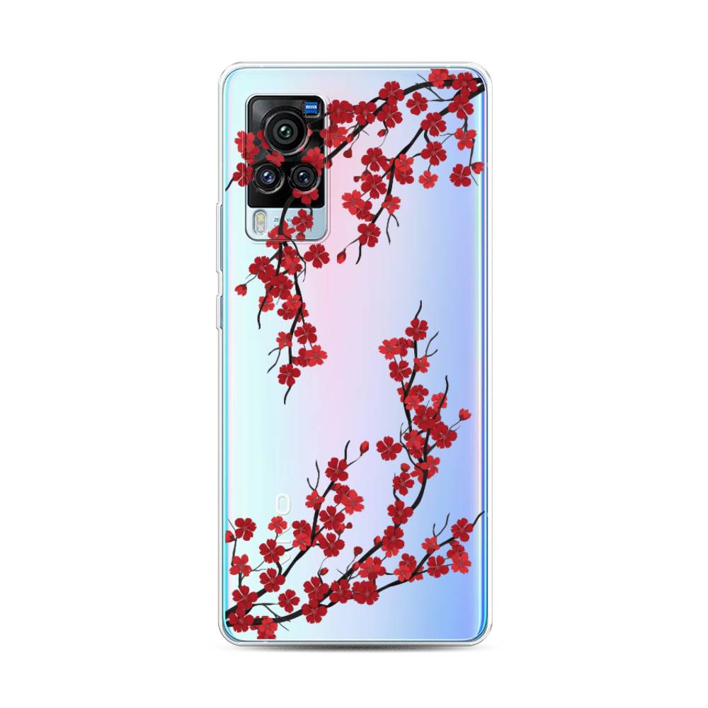 

Чехол для Vivo X60 Pro "Красная сакура", Красный;черный, 263850-2
