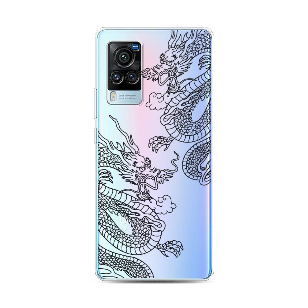 

Чехол для Vivo X60 Pro "Два китайских дракона", Серый;черный, 263850-1