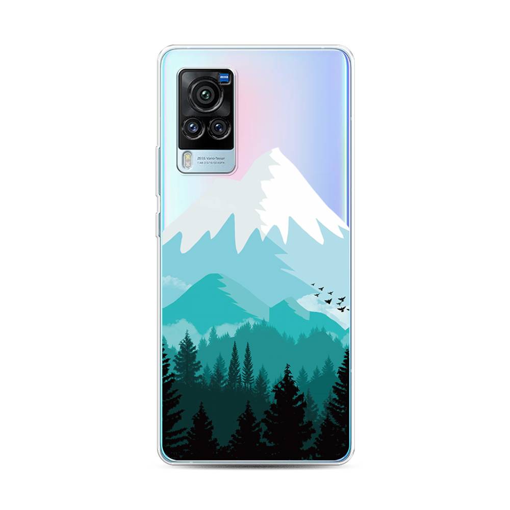 

Чехол для Vivo X60 Pro "Синяя снежная гора", Белый;голубой, 263850-2