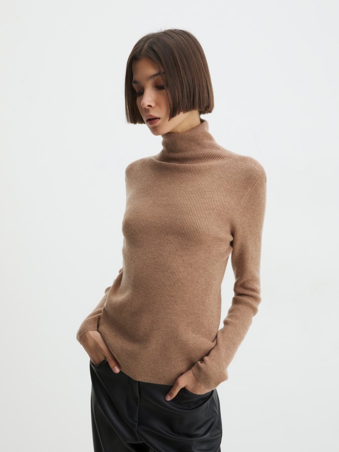 

Водолазка женская Maison David HN723 коричневая S, Коричневый, HN723