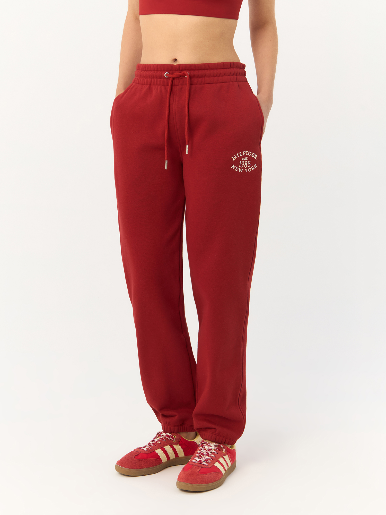 Брюки женские Tommy Hilfiger Varsity Logo Embroidery Joggers WW0WW42584 красные XS