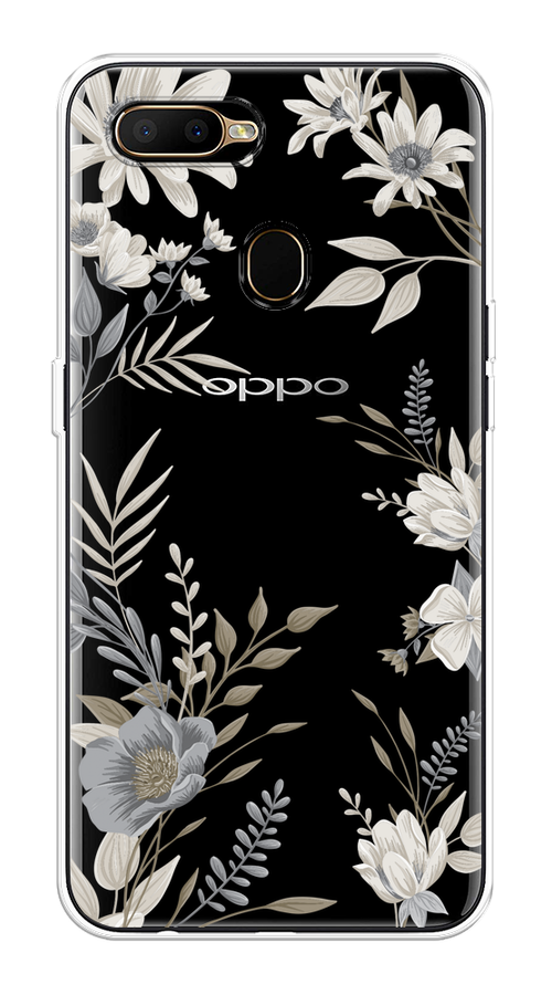 

Чехол на Oppo A5s "Цветы сепия", Серый;прозрачный;зеленый;белый, 252350-1