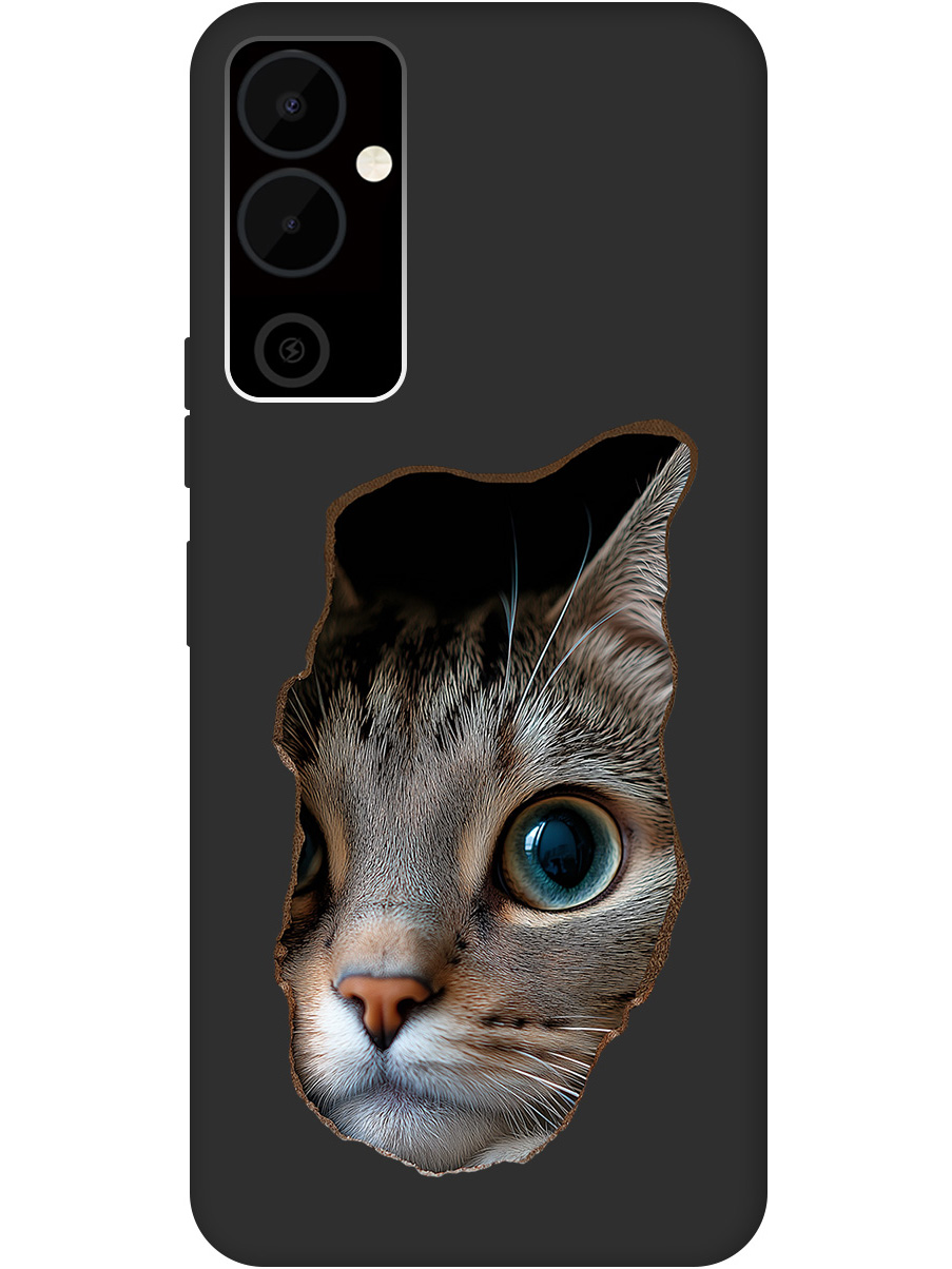 

Силиконовый чехол на Tecno Pova Neo 2 с принтом "Котик в стене" матовый черный, Черный;коричневый;белый, 778682412