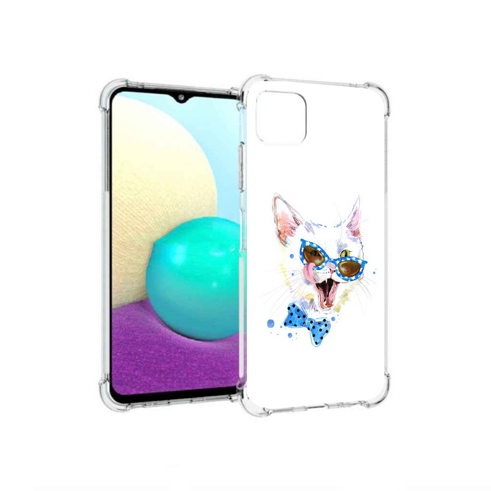 

Чехол MyPads Tocco для Samsung Galaxy A22 белый кот, Прозрачный, Tocco