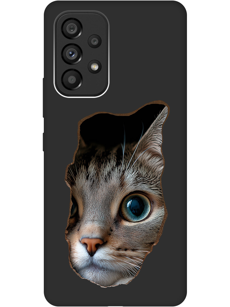 

Силиконовый чехол на Samsung Galaxy A53 5G с принтом "Котик в стене" матовый черный, Черный;коричневый;белый, 740133012