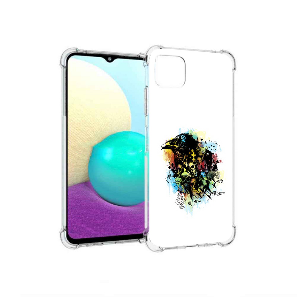 

Чехол MyPads Tocco для Samsung Galaxy A22 ворон и черепа, Прозрачный, Tocco