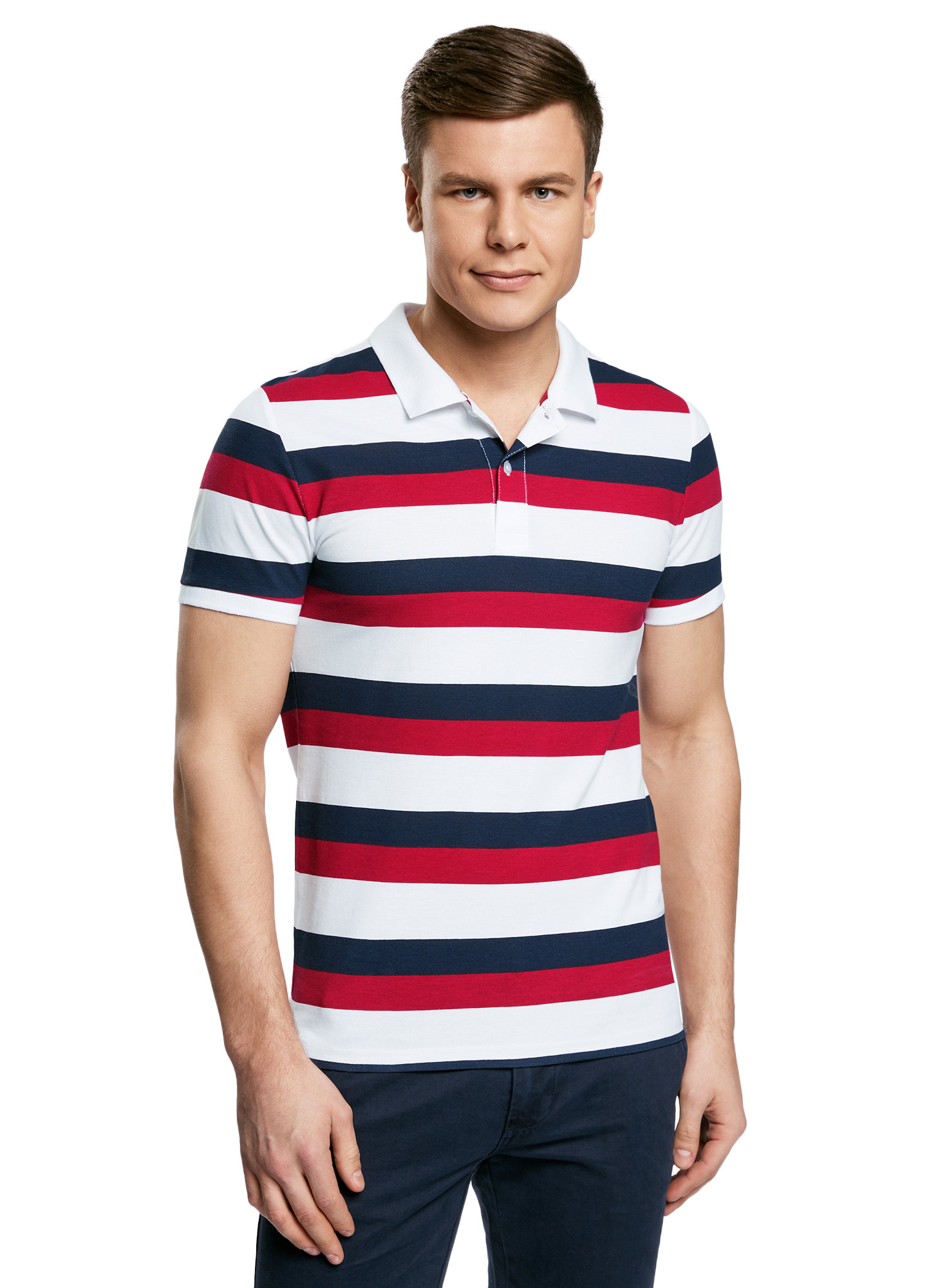 

Футболка-поло мужская oodji 5L412257M белая S, 5L412257M