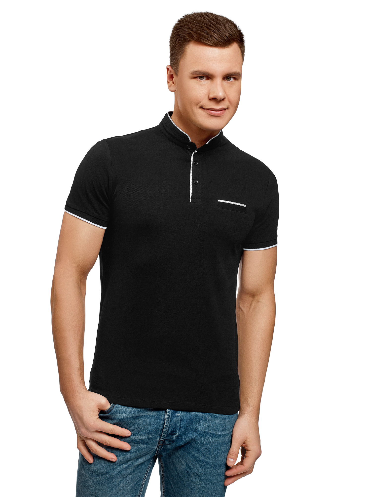 

Футболка-поло мужская oodji 5L412274M черная 2XL, 5L412274M