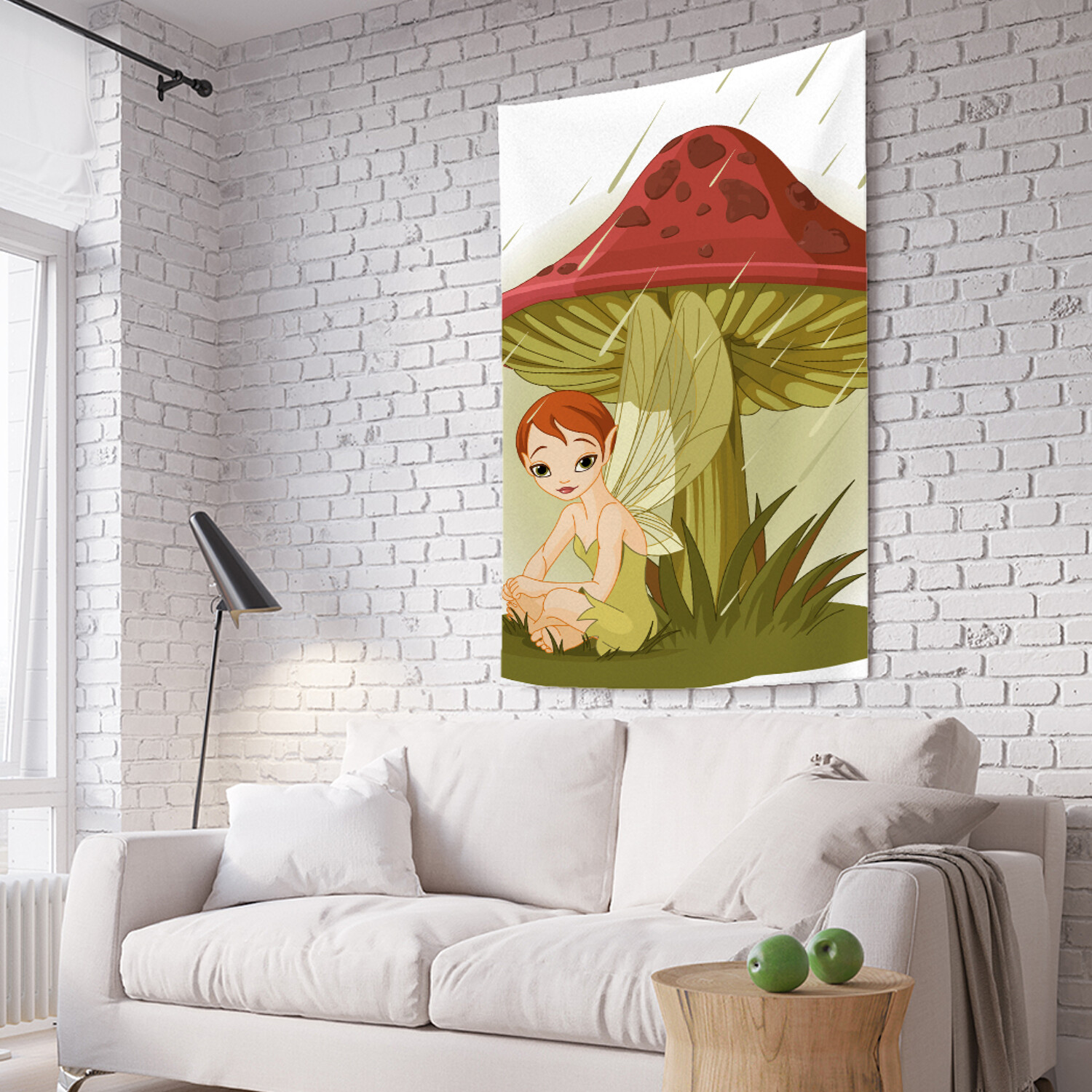 

Вертикальное фотопанно на стену JoyArty Фея прячется под грибом 150x200 см, Фея прячется под грибом