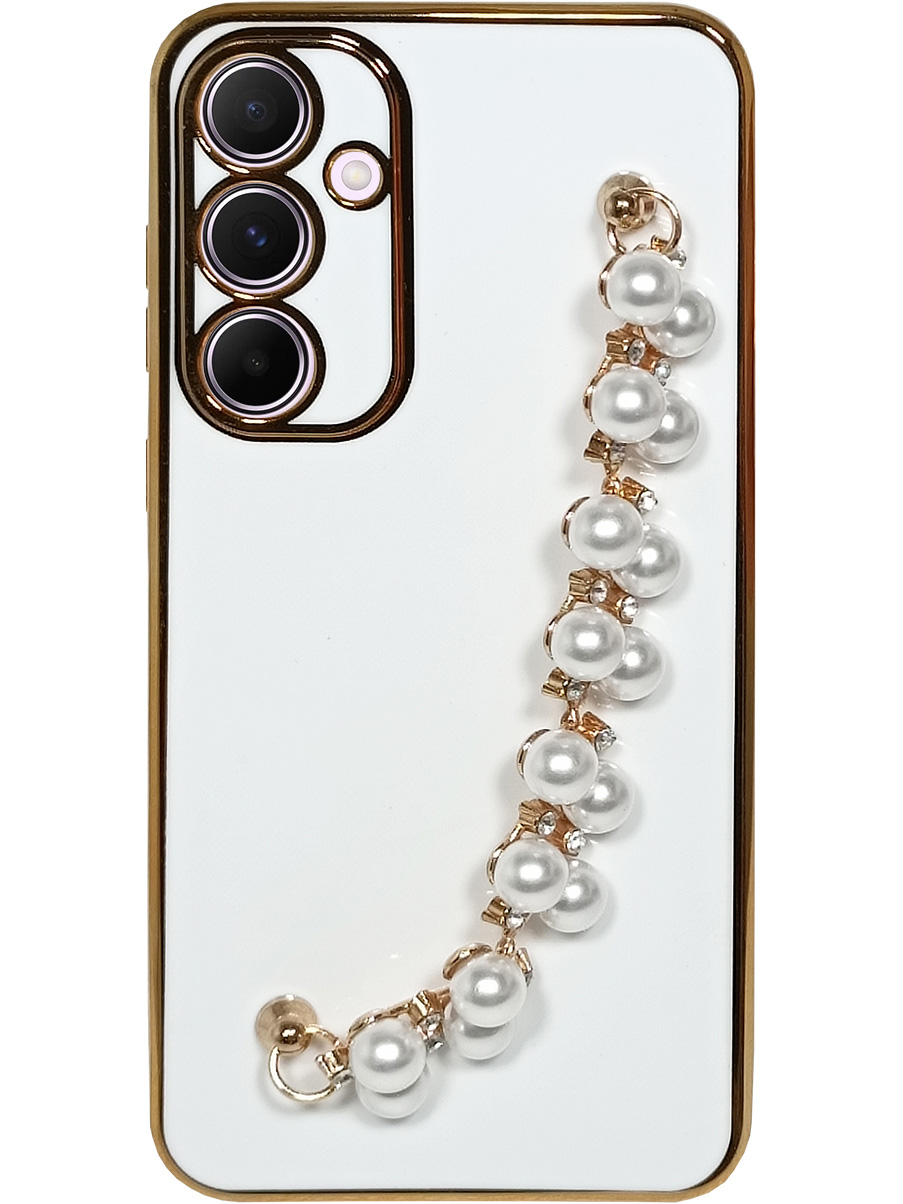 

Силиконовый чехол на Samsung Galaxy A55 с цепочкой жемчуг белый, 780484222