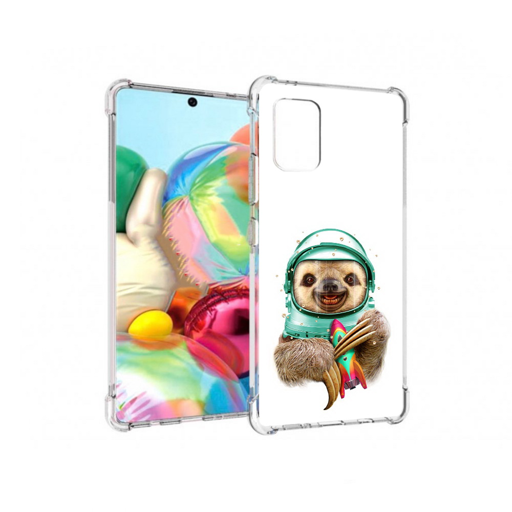 

Чехол MyPads Tocco для Samsung Galaxy A71 Ленивец астронавт (PT226912.529.104), Прозрачный, Tocco