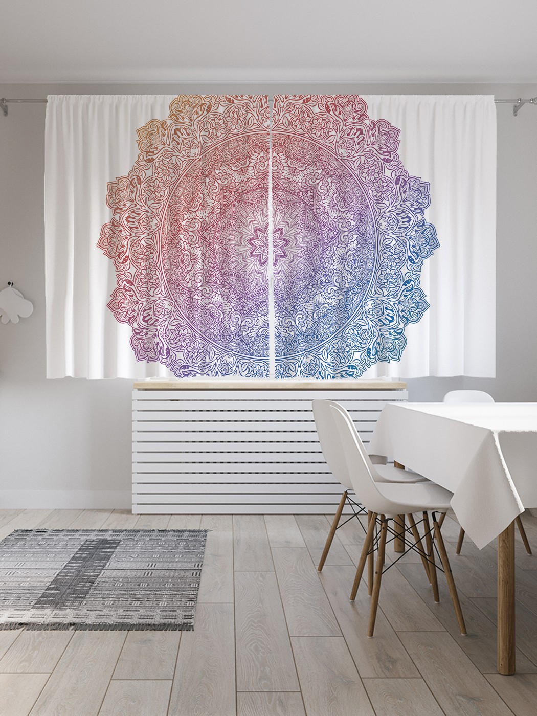 

Классические шторы JoyArty "Градиентная мандала", серия Oxford DeLux, 2 полотна 145x180 см, Градиентная мандала