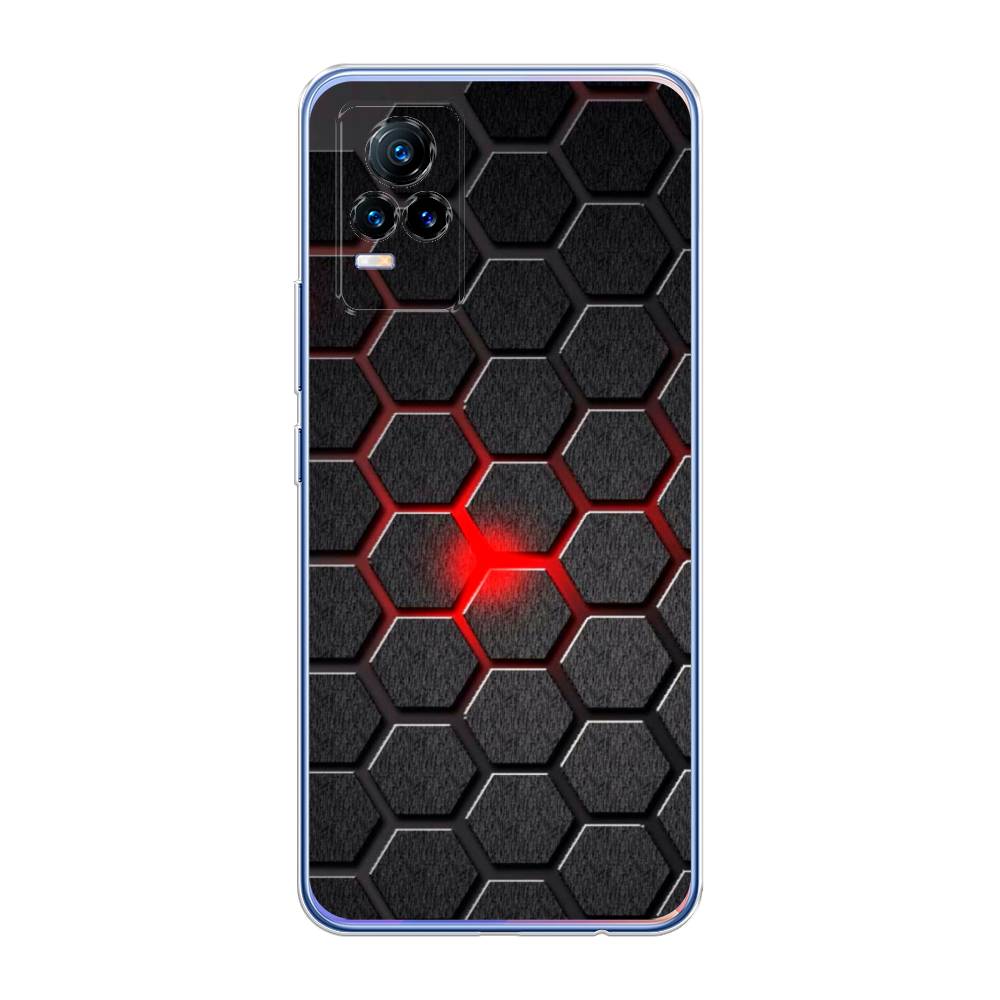 

Чехол на Vivo V21e 4G "Соты красные", Красный;черный;серый, 264550-3